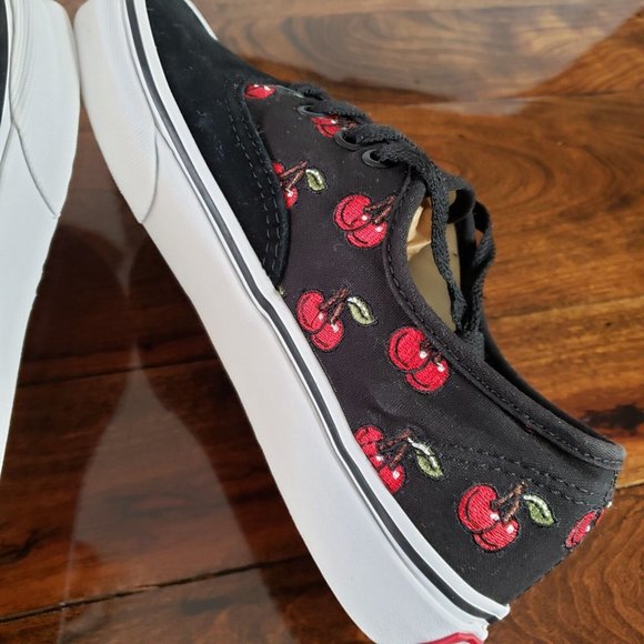 Vans Authentic Cherries Black Suede/ Canvas Skate Shoes Women's Size 6 Cherry - Picture 7 of 11